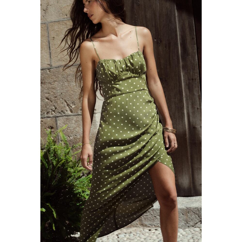 Zara Dotted Midi Corset Dress Small